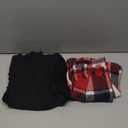 Noubeau Toddler Girls Plaid Outfits Girls Puff Sleeve Knit Ribbed Shirt Tops Plaid Skirt Set Kids Fall Winter Clothes (8 Years, Red)