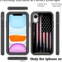 Black Retro Vintage USA American Flag Patriotic Design Compatible with iPhone XR Case for Boys Luxury Shockproof Rugged Cover Dual Layer Soft TPU + Hard PC Bumper Full-Body Protective Case