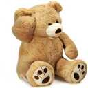 MorisMos Smiling Giant Teddy Bear, 39inch Big Stuffed Animal Bears with Large Footprints Plush, Gift Kids Girlfriend Boyfriend, Light Brown