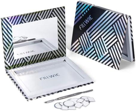 Fillwie Magnetic Makeup Palette with Mirror – Empty Refillable Case for Eyeshadow, Blush, Lipstick, DIY Custom Kit (Black Medium)