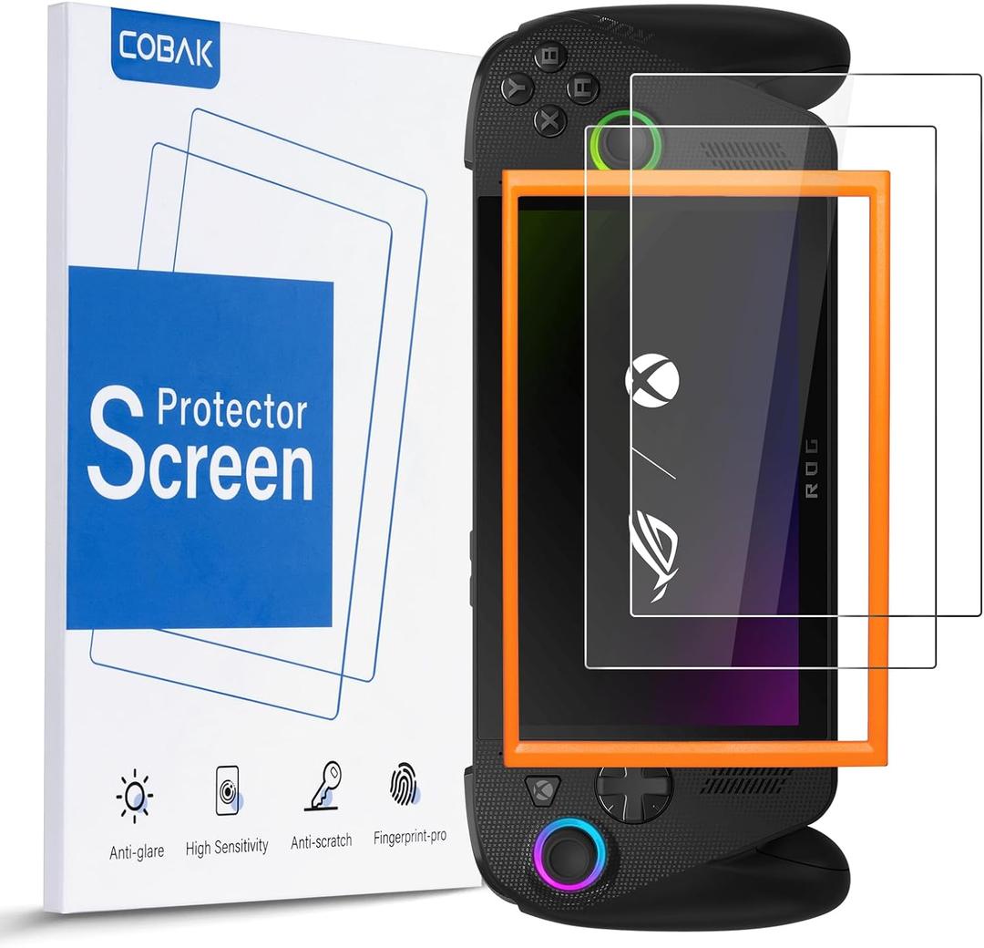CoBak 2 Pack 9H Tempered Glass Screen Protector for 7" ASUS ROG Xbox Ally & ROG Xbox Ally X 2025 - with Alignment Frame, Fingerprint Resistant, Anti-Bubble, Touch Sensitive, Anti-Scratch, Ultra-Clear