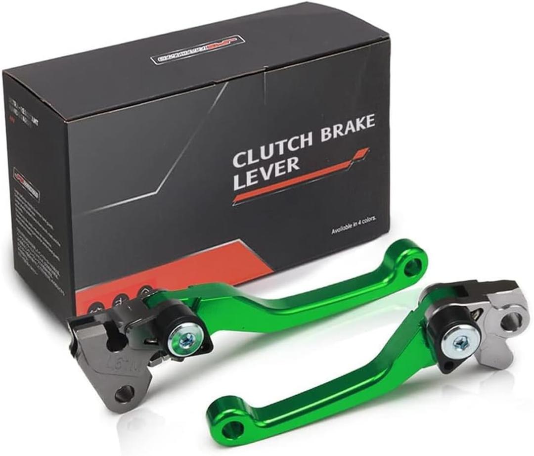 JFG RACING Dirt Bike Foldable Clutch Brake Levers,Clutch Lever Breakaway Levers for KX125 06-08/KX250 05-08/KX250F 05-12/KX450F 06-12 Green
