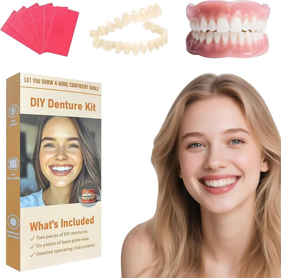 Denture Do it Yourself Full Set of Top and Bottom Fake Teeth to Create Your Perfect Smile at Home-KK06