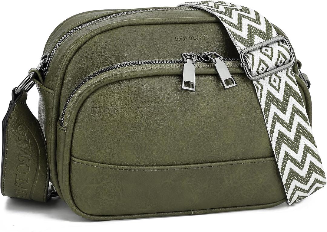 TANTOMI Crossbody Bags for Women Crossbody Purse Cross Body Shoulder Purse Trendy Vegan Leather with Wide Strap