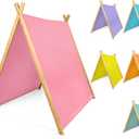 6 Pack Teepee Tents Bulk, Sleepover Play Tents Washable Foldable Teepee Shelter for Indoor Outdoor Slumber Pajama Party (Colorful)