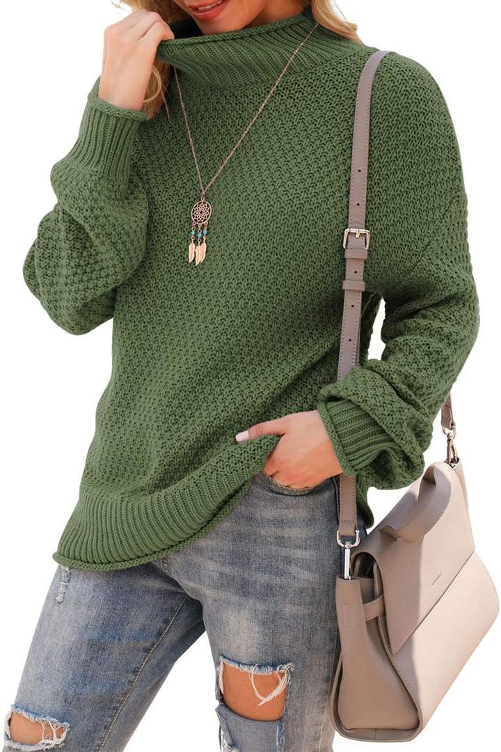 Jouica Women's Turtleneck Oversized Sweaters Batwing Long Sleeve Pullover Loose Chunky Knit Jumper (Army Green), XX-Large Jouica Women's Turtleneck Oversized Sweaters Batwing Long Sleeve Pullover Loose Chunky Knit Jumper (Army Green), XX-Large