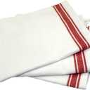 Aunt Martha's 18-Inch by 28-Inch Package of 3 Vintage Dish Towels,Cotton, Red Striped