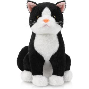 Libima 13 Inch Tuxedo Cat Stuffed Animal Realistic Black and White Cat Plush Soft Stuffed Tuxedo Kitten Plushie for Birthday Gifts Pet Party Favors Bedroom Sofa Decors