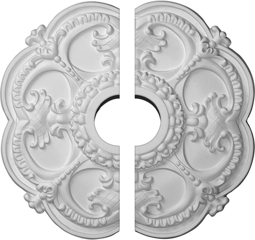Ekena Millwork CM17RO2 18"OD x 3 1/2"ID x 1 1/2"P Rotherham Ceiling Medallion, Fits Canopies up to 3-1/2", 2 Piece