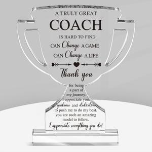 Yousoontic Valentines Coach Gifts Thank You Gifts for Softball Coach Women Men Acrylic Trophy Plaque Appreciation Football Soccer Baseball Gift Table Decor