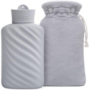 Microwaveable Hot Water Bottle with Cover(1 Liter), MEETRUE Innovative BPA-Free Silicone Hot Water Bottle Hot Water Bag for Pain Relief, Hot & Cold Therapies-Winter Gift for Women Children Elderly