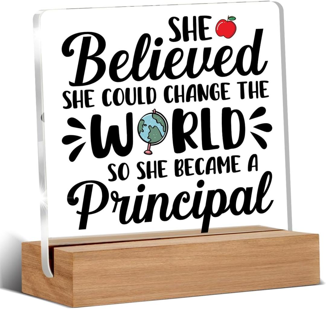 2 x Gifts for Principals Women, Thank You Appreciation Gifts for School Principal Clear Acrylic Decorative Sign Office Decor