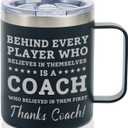 Onebttl Coach Gifts, Funny Gift Idea for Appreciation, Christmas, Birthday, 12oz Stainless Steel Insulated Travel Coffee Mug - Thanks Coach