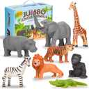 Learning Minds Set of 8 Jumbo Safari Animals Figures - Zoo Animals for Toddlers 1-3 - Jungle Animals Figures - Toy Animals for Kids Age 18 Months Plus - Animal Toys for Kids 1,2,3 Years Old