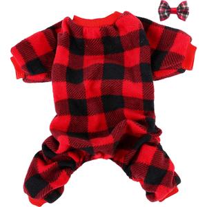 Plaid Dog Pajamas Small Size Dogs Jumpsuit Pet Winter Clothes