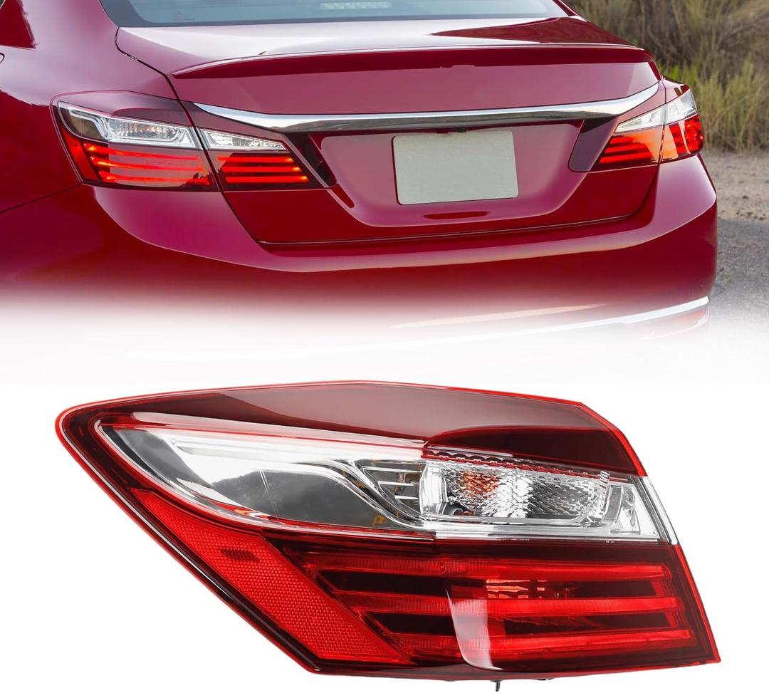 Dasbecan Driver Side Tail Light Compatible with Honda Accord Sedan 2016 2017 Left Rear Lamp Outer Replaces# 33550T2AA21 with LED
