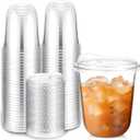 Baderke 50 Pcs Clear Plastic Cups with Strawless Sip Lids Disposable Round Bottom Togo Cups for Coffee Smoothie Cold Beverage Coffee Shops and Party Catering (12 oz)