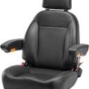 Universal Tractor Seat, Comfortable Zero Turn Mower Seat with Adjustable Safety Belt Armrest Backrest Micro Switch for Forklift Skid Steer Loader Telehandler Dozer Excavator (Black)