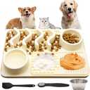 Slow Feeder Mat, Silicone Lick Mat with Suction Cups for Dog Cat, Puzzle Snuffle Mat for Pet Smell Training Bored Puppy, Interactive Sniff Mat Slow Eating Keep Busy (Beige)