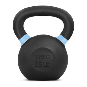 Yes4All Cast Iron Kettlebell, 16 KG / 35 LB, Powder Coated, Non-Slip Handle, Flat Bottom - QCG3