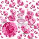 Hicarer 800 Pieces Diamond Decorations Acrylic Diamond Table Scatter Crystals for Table for Vase Fillers Party Decorations(20, 12, 10, 6, 3mm,Pink)