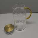 Amzcku Glass Pitcher with Lid, 68 oz/ 2 Liter Vintage Water Pitcher,Glass Water Carafe for Cold Brew, Coffee, Lemonade, Iced Tea,Beverage, Heat Resistant Water Glass Jug 1Pack