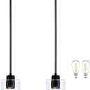 MAYNA 2-Pack Black Farmhouse Pendant Lighting, Rustic Glass Kitchen Island Lights with Bulbs, Adjustable Rods Vintage Hanging Fixtures for Dining Room, Bar