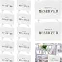 12 Pcs Reserved Seating Signs, This Row Is Reserved Hanging Signs with Silk Ribbon for Wedding Chairs Handmade Paper Chairs Sign for Wedding Ceremony Church Events Benches(White)