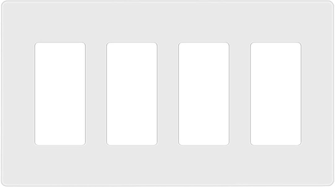 ENERLITES - SI8834-W-STICKER Screwless Decorator Wall Plates Child Safe Outlet Covers, Size 4-Gang 4.68" H x 8.30 L, Unbreakable Polycarbonate Thermoplastic, SI8834-W, Glossy, White