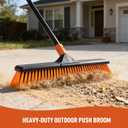 CLEANHOME 18" Push Broom Outdoor for Floor Cleaning with Extendable Long Handle, Stiff Bristle Heavy Duty Broom for Bathroom, Kitchen, Tub, Tile, Patio, Deck, Concrete, Industrial