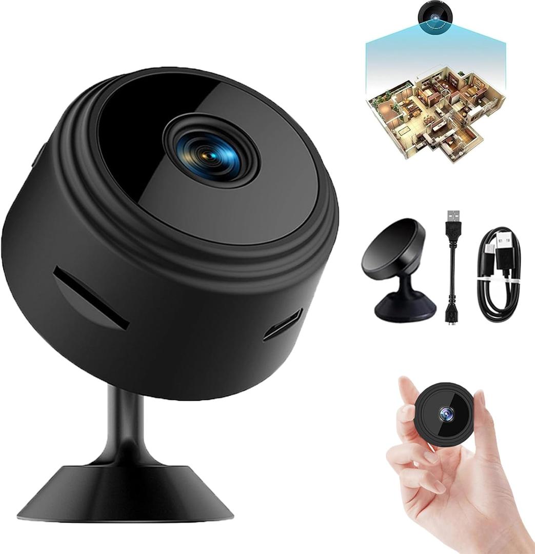 2026 New Upgrade Magnetic Mini Watcheye Security Cam, 1080P Wireless Surveillance Cameras with Motion Detection, HD Night Vision & Smartphone App for Home, Indoor, Outdoor (Black)