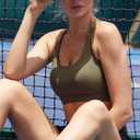 RUNNING GIRL Sports Bras for Women,Padded Sports Bra Tank Top Sexy Crisscross Back High Impact Longline Workout Yoga Bra (M)