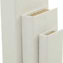 Deco 79 Linen Fabric Decorative Box Faux Storage Book Book Shaped Boxes, Set of 3 Decorative Keepsake Boxes 12", 9", 6"H, White