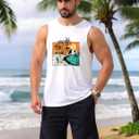 Mens Beach Tank Tops Summer Hawaii Vacation Graphic Muscle Palm Tree Sleeveless Shirts (Medium)