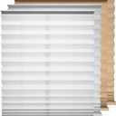 No Drill Cordless Pleated Fabric Shades, White, 58" W x 64" H
