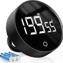 Digital Kitchen Timer,Magnetic Visual Timer Large LED Display Positive Countdown Timer Adjustable Volume for Classroom Cooking, Fitness, Baking,Kids Learning Teaching.with Battery (M 1 Pcs, Black)