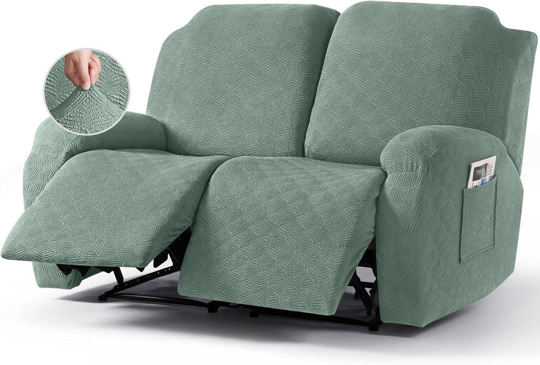 Timeles Recliner Covers Extra Wide Recliner Loveseat Covers Oversized Reclining Couch Covers Sofa Slipcovers Stretch Soft Washable (Two-Seater Oversized, Winter Mint)