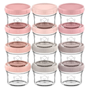 KeaBabies 12pk 4oz Glass Baby Food Containers with Lids - Leak-Proof, Microwavable Small Glass Jars, Baby Purees & Toddler Snack Storage Containers, BPA-Free, Dishwasher & Freezer Safe (Lilac)