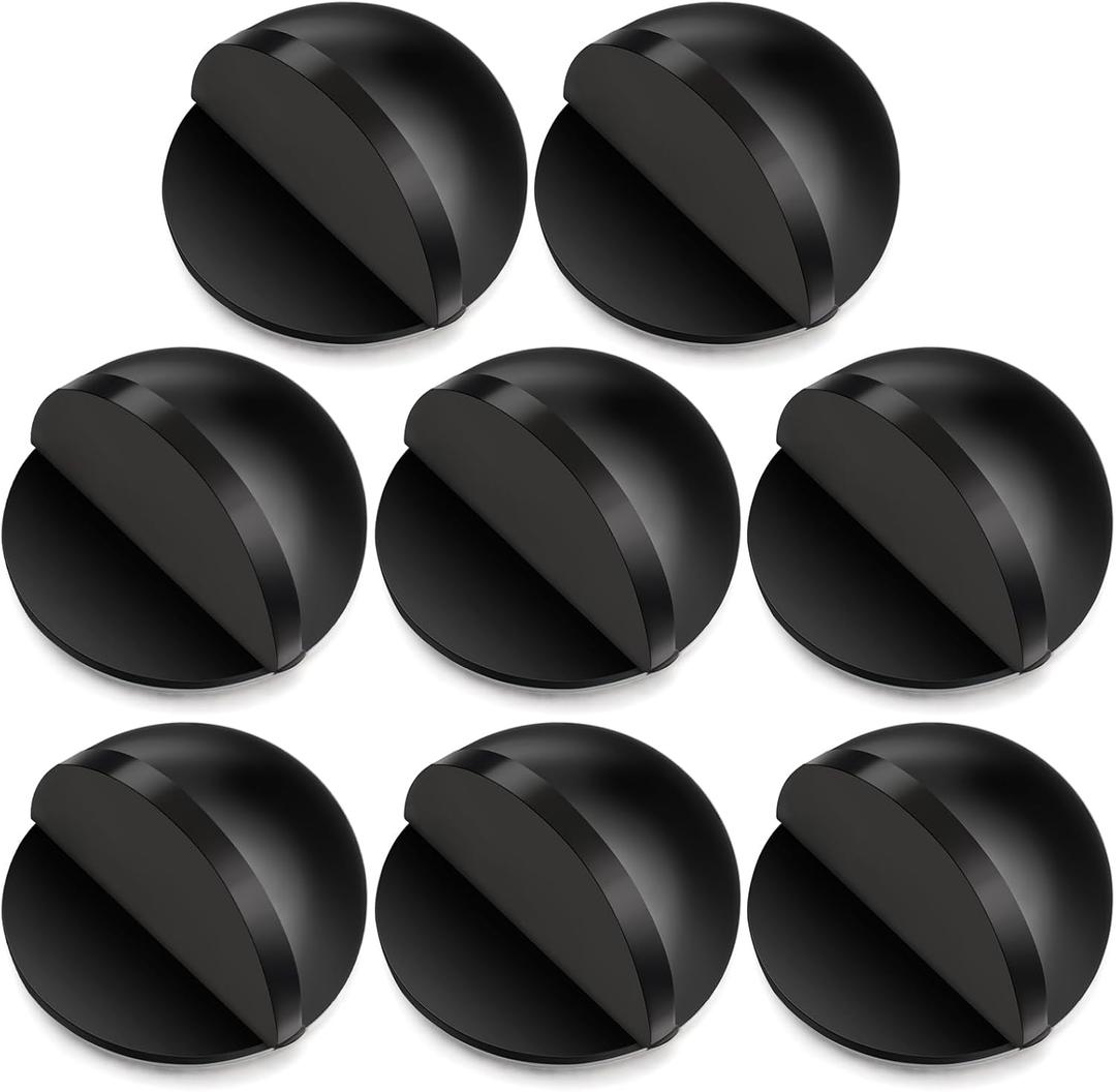 MorningRo 8 Pcs Self Adhesive Door Stoppers, Stainless Steel Floor Door Stop Wall Protector, Half Dome Floor Gate Stopper for Living Room, Bedroom, Bathroom, Office (Black)