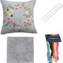 AMLESO DIY Embroidery Covers Kit Cushion Cover Semi-Finished for Living Room Sewing Supplies Adults Beginners Gift, Light Blue