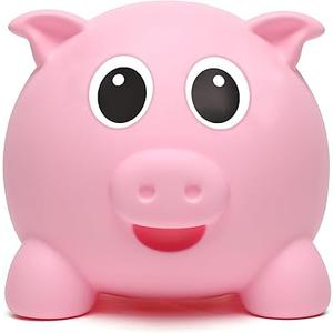 Piggy Bank for Adults and Kids, Must Break to Open Solid ABS Money Bank, Cute DIY Sticker Piggy Bank, Unopenable Money Box, 4.72 Inch