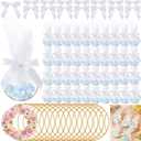Shimeyao 100 Set Wedding Favors for Guests 3 Inch Metal Rings for Craft Wedding Favors Bags with Ribbon DIY Organza Candy Pouch for Guests Bridal Shower Baby Shower
