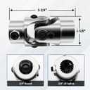 3/4" 20 Spline X 3/4" Round Steering Shaft U Joint Single Chrome Universal Joint Coupling (3-1/4" Overall Length)