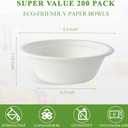 Vplus 200 Pack 12 OZ Paper Bowls, Disposable Compostable Bowls Bulk, Eco-friendly Bagasse Bowls, Heavy-duty Bowls Perfect for Milk Cereals, Snacks, Salads