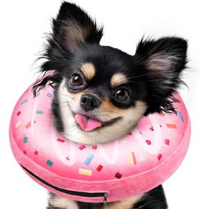 Inflatable Dog Pillow Cone Collar After Surgery, Donut Soft Neck Cone for Chihuahua Pomeranian Small Dogs, etc, Recovery E Collar to Stop Licking Pink