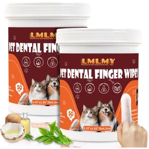 Dog Dental Wipes - Tooth Brushing Kit for Cats & Dogs - Dog Toothbrush Finger Dental Wipes to Remove Plaque & Tartar,Effective Teeth Cleaner (100PCS)