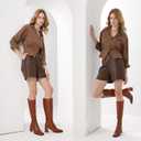 Women's Knee High Boots Block Metal Heel Square Toe Side Zipper Soft PU Leather Classic Fashion Dress Long Boots (9.5, Brown)