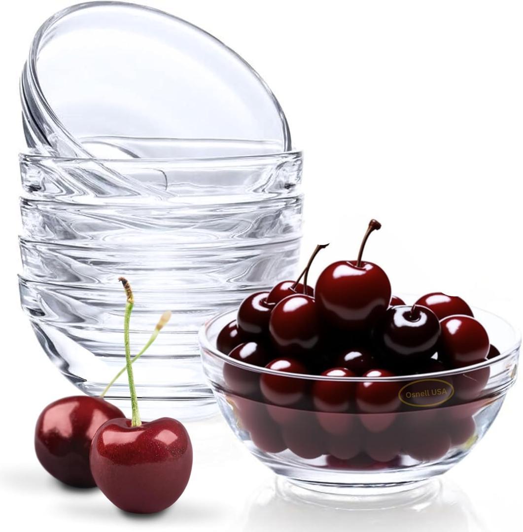 Small Glass Cooking Bowls, 3.5 inches Diameter (9 cm), 4-ounce, Microwave and Dishwasher Safe - Stackable Glass Mise en Place Ramekins Set of 6