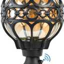 Dusk to Dawn Outdoor Lamp Post Lights, Aluminum Rust-proof Globe Post Light for Porch Front Door Driveway Lawn Garden, Black Sphere Exterior Pillar Post Light, Hardwired 3" Pier Mount Post Lantern