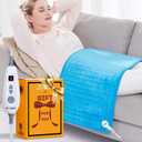 WOOMER Extra Large Heating Pad, 17"x33" XL Heating Pad, Heat Pad with MultiColor Option, Moist Heat Therapy Feature, Auto ShutOff, Power Cords Storage Belt, Blue